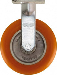 Caster Connection - 8" Diam x 2" Wide x 10-1/8" OAH Top Plate Mount Rigid Caster - Polyurethane on Aluminum, 1,200 Lb Capacity, Sealed Precision Ball Bearing, 4 x 4-1/2" Plate - Exact Tool & Supply