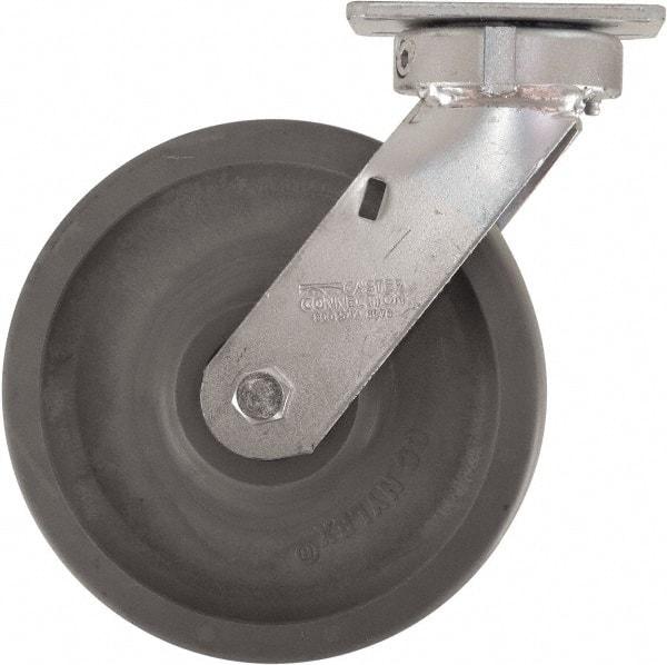 Caster Connection - 8" Diam x 2" Wide x 9-1/2" OAH Top Plate Mount Swivel Caster - High Grade Nylon, 2,000 Lb Capacity, Sealed Precision Ball Bearing, 4 x 4-1/2" Plate - Exact Tool & Supply