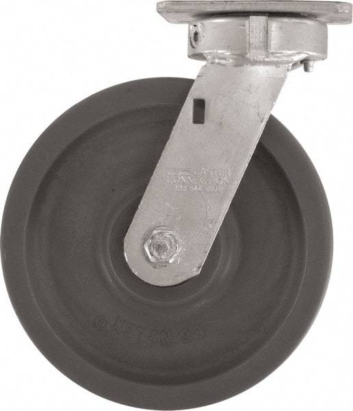 Caster Connection - 8" Diam x 2" Wide x 9-1/2" OAH Top Plate Mount Swivel Caster - High Grade Nylon, 2,000 Lb Capacity, Sealed Precision Ball Bearing, 4 x 4-1/2" Plate - Exact Tool & Supply