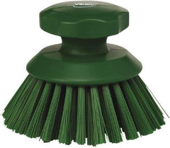 Vikan - 1-1/2" Bristle Length, Polyester Food Service Brush - 3-3/4" Long x 5" Wide Head, 5" OAL, Green, Polypropylene Block - Exact Tool & Supply