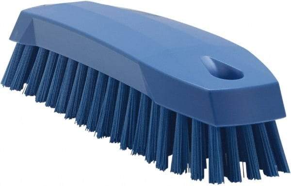 Vikan - 1" Bristle Length, Polyester Scrub Brush - 6-1/4" Long x 7" Wide Head, 7" OAL, Blue, Polypropylene Block - Exact Tool & Supply
