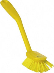Vikan - 1" Bristle Length, Polyester Food Service Brush - 2-11/16" Long x 1" Wide Head, 10-1/2" OAL, Yellow, Polypropylene Block - Exact Tool & Supply