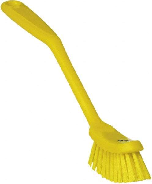 Vikan - 1" Bristle Length, Polyester Food Service Brush - 2-7/8" Long x 1" Wide Head, 11" OAL, Yellow, Polypropylene Block - Exact Tool & Supply