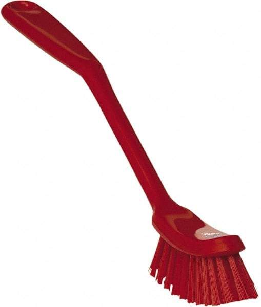 Vikan - 1" Bristle Length, Polyester Food Service Brush - 2-7/8" Long x 1" Wide Head, 11" OAL, Red, Polypropylene Block - Exact Tool & Supply