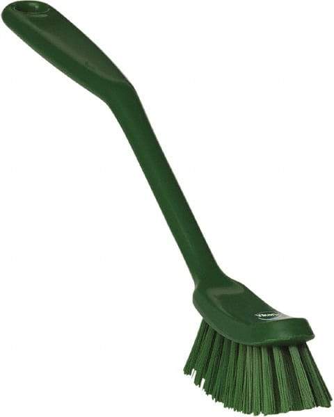Vikan - 1" Bristle Length, Polyester Food Service Brush - 2-7/8" Long x 1" Wide Head, 11" OAL, Green, Polypropylene Block - Exact Tool & Supply