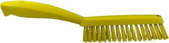 Vikan - 1.3" Bristle Length, Polyester Scrub Brush - 5-7/8" Long x 0.8" Wide Head, 11.2" OAL, Yellow, Polypropylene Block - Exact Tool & Supply