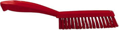 Vikan - 1.3" Bristle Length, Polyester Scrub Brush - 5-7/8" Long x 0.8" Wide Head, 11.2" OAL, Red, Polypropylene Block - Exact Tool & Supply