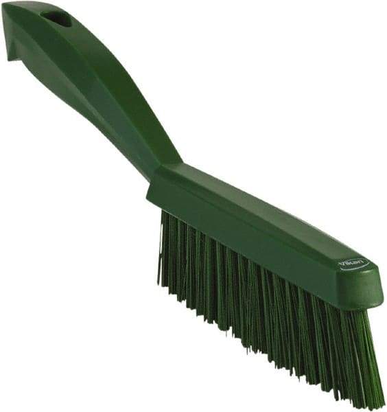 Vikan - 1.3" Bristle Length, Polyester Scrub Brush - 5-7/8" Long x 0.8" Wide Head, 11.2" OAL, Green, Polypropylene Block - Exact Tool & Supply