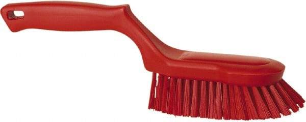 Vikan - 1-1/2" Bristle Length, Polyester Scrub Brush - 5-5/8" Long x 5" Wide Head, 13-1/2" OAL, Red, Polypropylene Block - Exact Tool & Supply