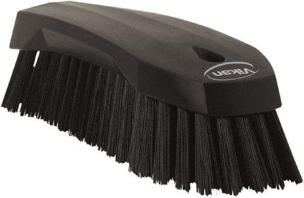 Vikan - 1.3" Bristle Length, Polyester Utility Scrub Brush - 7" Long x 3" Wide Head, 8" OAL, Black, Polypropylene Block - Exact Tool & Supply