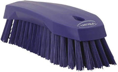 Vikan - 1.3" Bristle Length, Polyester Utility Scrub Brush - 7" Long x 3" Wide Head, 8" OAL, Purple, Polypropylene Block - Exact Tool & Supply
