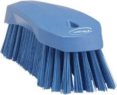 Vikan - 1.3" Bristle Length, Polyester Utility Scrub Brush - 7" Long x 3" Wide Head, 8" OAL, Blue, Polypropylene Block - Exact Tool & Supply