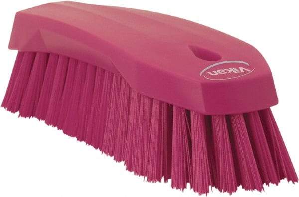 Vikan - 1.3" Bristle Length, Polyester Utility Scrub Brush - 7" Long x 3" Wide Head, 8" OAL, Pink, Polypropylene Block - Exact Tool & Supply