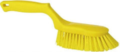 Vikan - 1-1/2" Bristle Length, Polyester Scrub Brush - 5-5/8" Long x 5" Wide Head, 13-1/2" OAL, Yellow, Polypropylene Block - Exact Tool & Supply