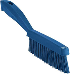 Vikan - 1.3" Bristle Length, Polyester Scrub Brush - 5-7/8" Long x 0.8" Wide Head, 11.2" OAL, Blue, Polypropylene Block - Exact Tool & Supply
