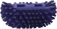 Vikan - 1-1/2" Bristle Length, Polyester Utility Scrub Brush - 5-1/2" Wide Head, 8" OAL, European Threaded Handle, Purple, Polypropylene Block - Exact Tool & Supply
