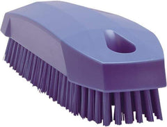 Vikan - 0.7" Bristle Length, Polyester Scrub Brush - 1-1/2" Wide Head, 4-1/2" OAL, Purple, Polypropylene Block - Exact Tool & Supply