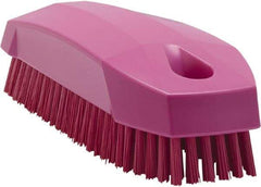 Vikan - 0.7" Bristle Length, Polyester Scrub Brush - 1-1/2" Wide Head, 4-1/2" OAL, Pink, Polypropylene Block - Exact Tool & Supply