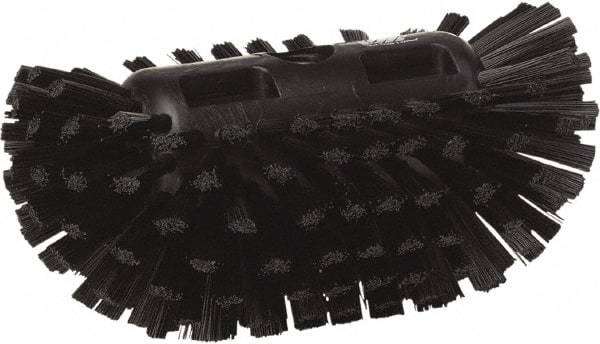 Vikan - 1-1/2" Bristle Length, Polyester Utility Scrub Brush - 5-1/2" Wide Head, 8" OAL, European Threaded Handle, Black, Polypropylene Block - Exact Tool & Supply