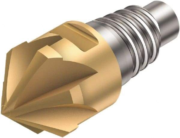 Sandvik Coromant - 316-CM Grade 1030 Carbide Chamfer Milling Tip Insert - TiAlN/TiN Finish, 4 Flutes, 10mm Cutting Diam, 5.6mm Depth of Cut, 12.4mm Extension, 0° Helix - Exact Tool & Supply