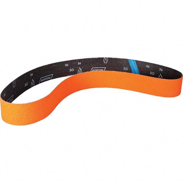 Norton - 2-1/2" Wide x 60" OAL, 50 Grit, Ceramic Abrasive Belt - Ceramic, Coated, Y Weighted Cloth Backing - Exact Tool & Supply