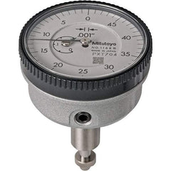 Mitutoyo - 0.2" Range, 50-0 Dial Reading, 0.001" Graduation Dial Drop Indicator - 40mm Dial, 1/2" Range per Revolution, 0.001" Accuracy, Revolution Counter - Exact Tool & Supply