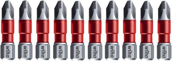 Wiha - #2 Phillips Screwdriver Bit - 1/4" Hex Drive, 1-9/64" OAL - Exact Tool & Supply