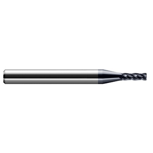 Miniature End Mills - Stub & Standard - 0.1406″ (9/64″) Cutter Diameter × 0.0200″ Radius × 0.4250″ Length of Cut Carbide Corner Radius End Mill, 4 Flutes, AlTiN Coated - Exact Tool & Supply