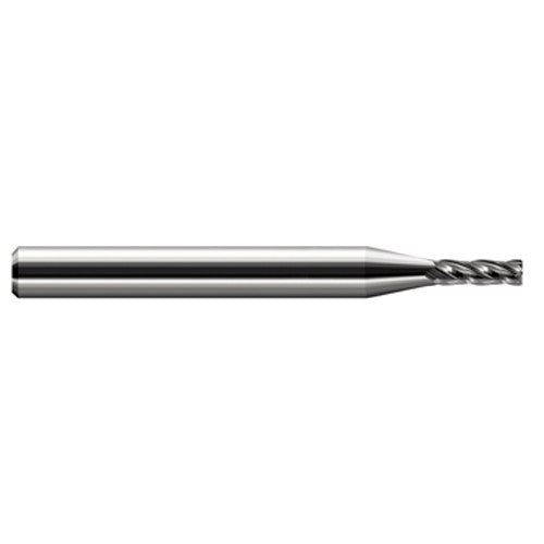 Miniature End Mills - Stub & Standard - 0.0250″ Cutter Diameter × 0.0050″ Radius × 0.0750″ Length of Cut Carbide Corner Radius End Mill, 4 Flutes - Exact Tool & Supply