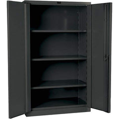 Hallowell - 3 Shelf Locking Storage Cabinet - Steel, 36" Wide x 21" Deep x 60" High, Gray - Exact Tool & Supply