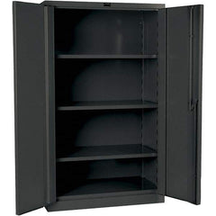 Hallowell - 3 Shelf Locking Storage Cabinet - Steel, 48" Wide x 24" Deep x 60" High, Gray - Exact Tool & Supply