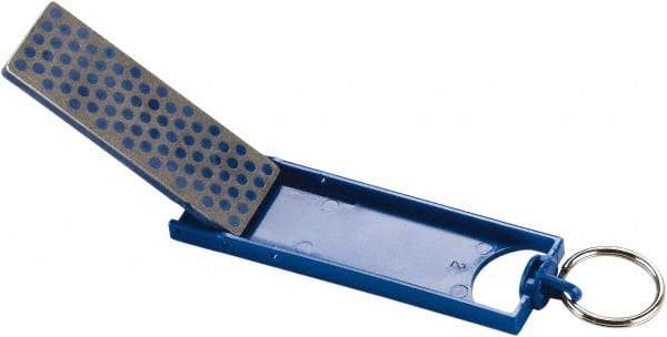 Lenox - 3" OAL Medium Retractable Sharpener Diamond File - 1" Wide x 1/4" Thick, 3 LOC, Blue - Exact Tool & Supply