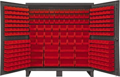 Durham - 240 Bin Storage Cabinet - Steel, 72" Wide x 24" Deep x 78" High, Red - Exact Tool & Supply