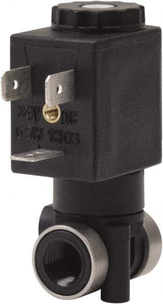 Spartan Scientific - 1/8" NPT Port, 3 Way, 2 Position, Composite Solenoid Valve - Normally Closed, Viton Seal - Exact Tool & Supply