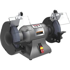 Jet - 8" Wheel Diam x 1" Wheel Width, 1 hp Grinder - 0.63" Arbor Hole Diam, 1 Phase, 3,450 Max RPM, 115 Volts - Exact Tool & Supply