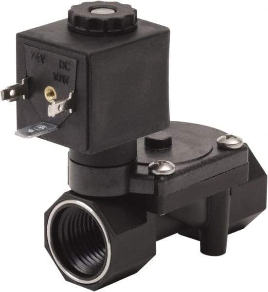 Spartan Scientific - 1/2" NPT Port, 2 Way, 2 Position, Glass Filled Nylon Solenoid Valve - Normally Closed, Nitrile Seal - Exact Tool & Supply