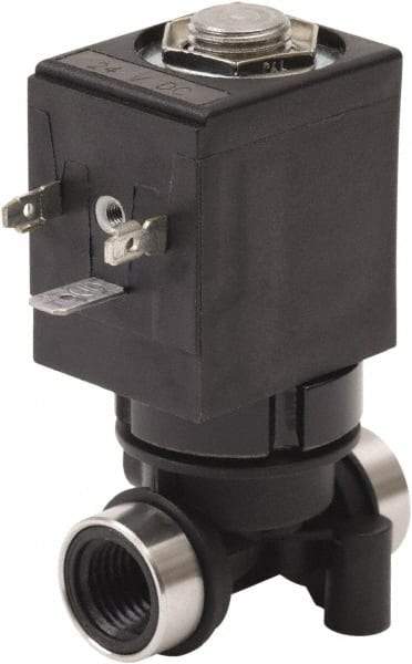 Spartan Scientific - 1/4" NPT Port, 3 Way, 2 Position, Glass Filled Nylon Solenoid Valve - Normally Closed, Viton Seal - Exact Tool & Supply