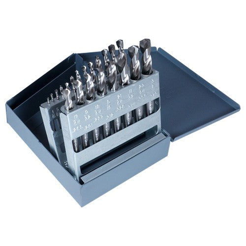 ‎1/16-3/8 RHS / RHC HSS 135 Degree Split Point NAS907 Type C Heavy Duty Screw Machine Length Drill Set - Bright - Exact Tool & Supply