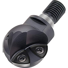 Walter - 30mm Cut Diam, 24mm Max Depth of Cut, 22mm Shank Diam, 63mm OAL, Indexable Ball Nose End Mill - 14,800 Max RPM - Exact Tool & Supply
