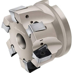 Walter - 4 Inserts, 50mm Cut Diam, 22mm Arbor Diam, Indexable Square-Shoulder Face Mill - 0° Lead Angle, 40mm High, Through Coolant, Series F4041-B1-LN1307 - Exact Tool & Supply