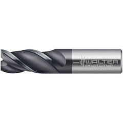 Walter-Prototyp - 12mm, 13mm LOC, 12mm Shank Diam, 56mm OAL, 3 Flute, Solid Carbide Square End Mill - TiAlN Finish, 45° Helix, Right Hand Cut, Right Hand Flute, Series MC321-A-3-S - Exact Tool & Supply