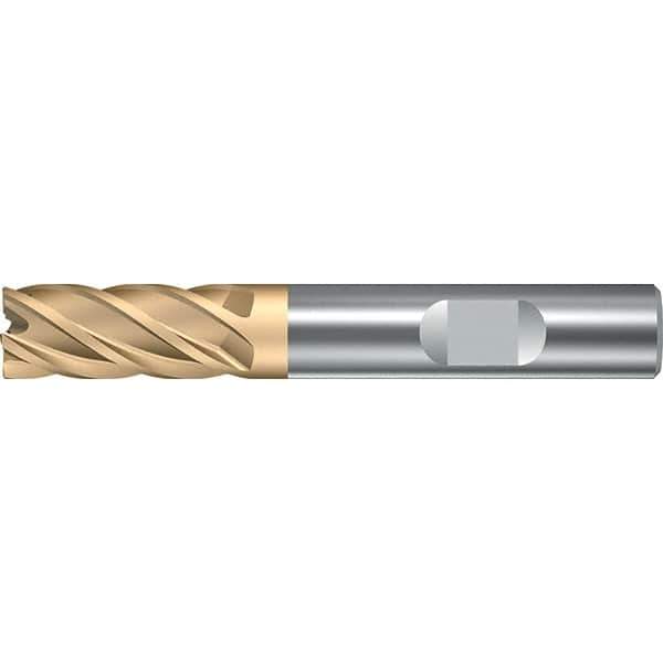 Walter-Prototyp - 12mm, 26mm LOC, 12mm Shank Diam, 83mm OAL, 5 Flute, Solid Carbide Square End Mill - TiAlN/ZrN Finish, 35° Helix, Right Hand Cut, Right Hand Flute, Series H4135217 - Exact Tool & Supply