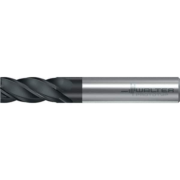 Walter-Prototyp - 10mm, 22mm LOC, 10mm Shank Diam, 72mm OAL, 4 Flute, Solid Carbide Square End Mill - TiAlN Finish, 38° Helix, Right Hand Cut, Right Hand Flute, Series MC251-A-4-B - Exact Tool & Supply