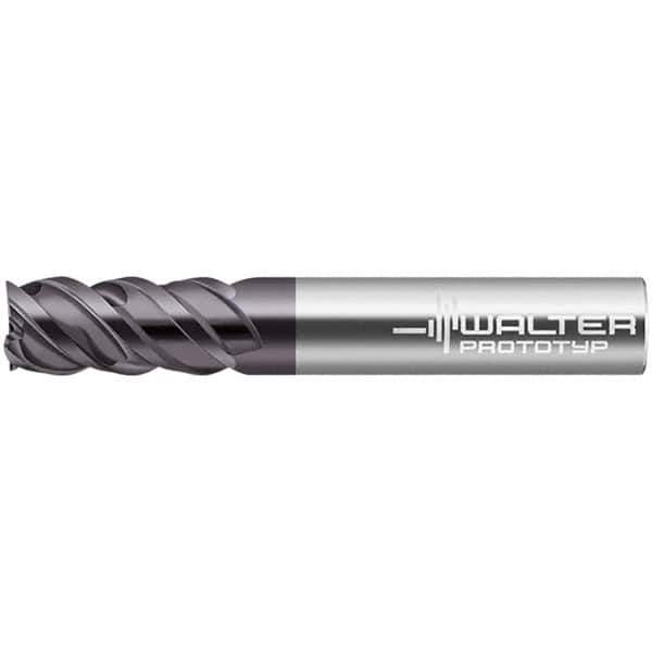 Walter-Prototyp - 8mm, 19mm LOC, 8mm Shank Diam, 63mm OAL, 4 Flute, Solid Carbide Square End Mill - TiAlN Finish, 50° Helix, Right Hand Cut, Right Hand Flute, Series MC326-A-B - Exact Tool & Supply