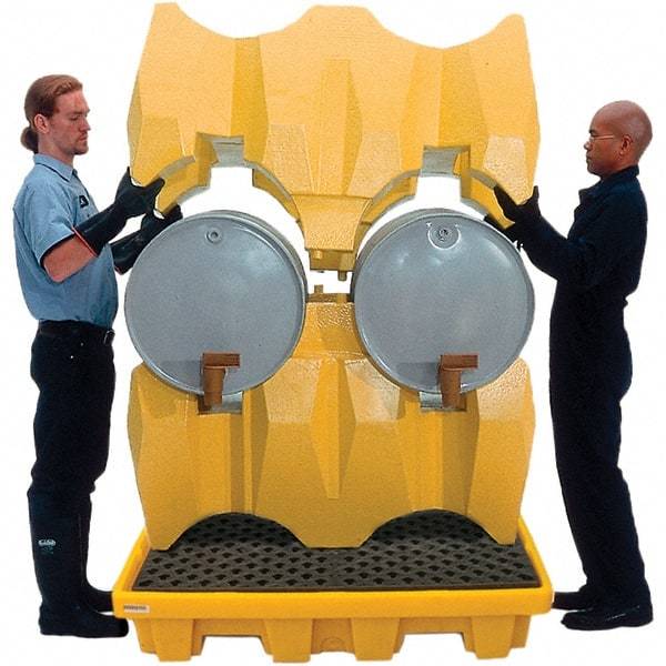 UltraTech - 66 Gal Sump, 3,000 Lb Capacity, 4 Drum, Polyethylene P4 Drum Rack Containment System - 53" Long x 53" Wide x 77-3/4" High, Two-Tier Drum Configuration - Exact Tool & Supply