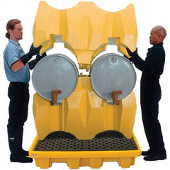 UltraTech - 66 Gal Sump, 3,000 Lb Capacity, 4 Drum, Polyethylene P4 Drum Rack Containment System - 53" Long x 53" Wide x 77-3/4" High, Two-Tier Drum Configuration - Exact Tool & Supply