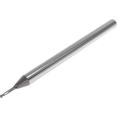 Seco - 1mm Diam, 1mm LOC, 2 Flute Solid Carbide Ball End Mill - Diamond Finish, Single End, 40mm OAL, 4mm Shank Diam, Spiral Flute - Exact Tool & Supply