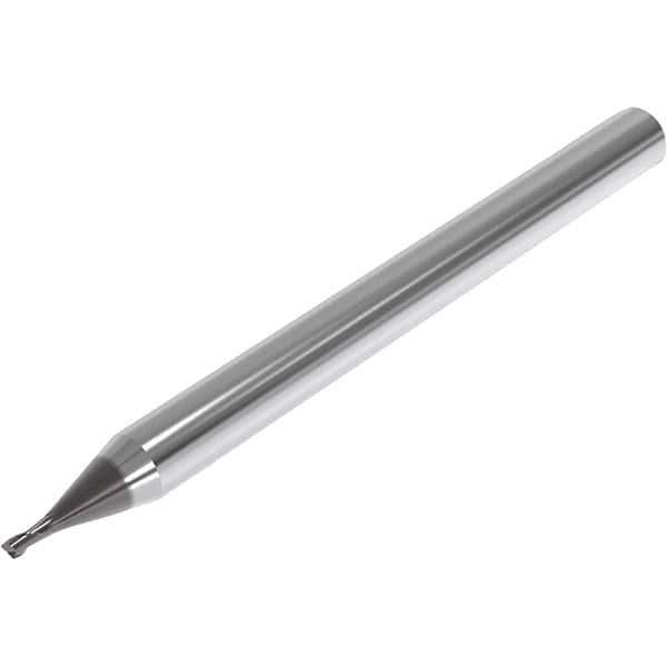 Seco - 0.4mm, 0.6mm LOC, 4mm Shank Diam, 45mm OAL, 2 Flute, Solid Carbide Square End Mill - Single End, SIRON-A Finish, Spiral Flute, 30° Helix, Centercutting, Right Hand Cut, Right Hand Flute, Series JME542 - Exact Tool & Supply