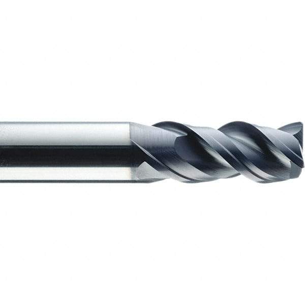 SGS - 10mm, 3 Flute, Single End, Solid Carbide, 0.0787" Corner Radius End Mill - 72mm OAL, 27mm LOC, Right Hand Cut - Exact Tool & Supply