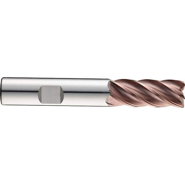 SGS - 1/2", 5/8" LOC, 1/2" Shank Diam, 3" OAL, 5 Flute, Solid Carbide Square End Mill - Single End, Ti-NAMITE-M Finish, Spiral Flute, 37° Helix, Centercutting, Right Hand Cut, Right Hand Flute, Series Z5S - Exact Tool & Supply